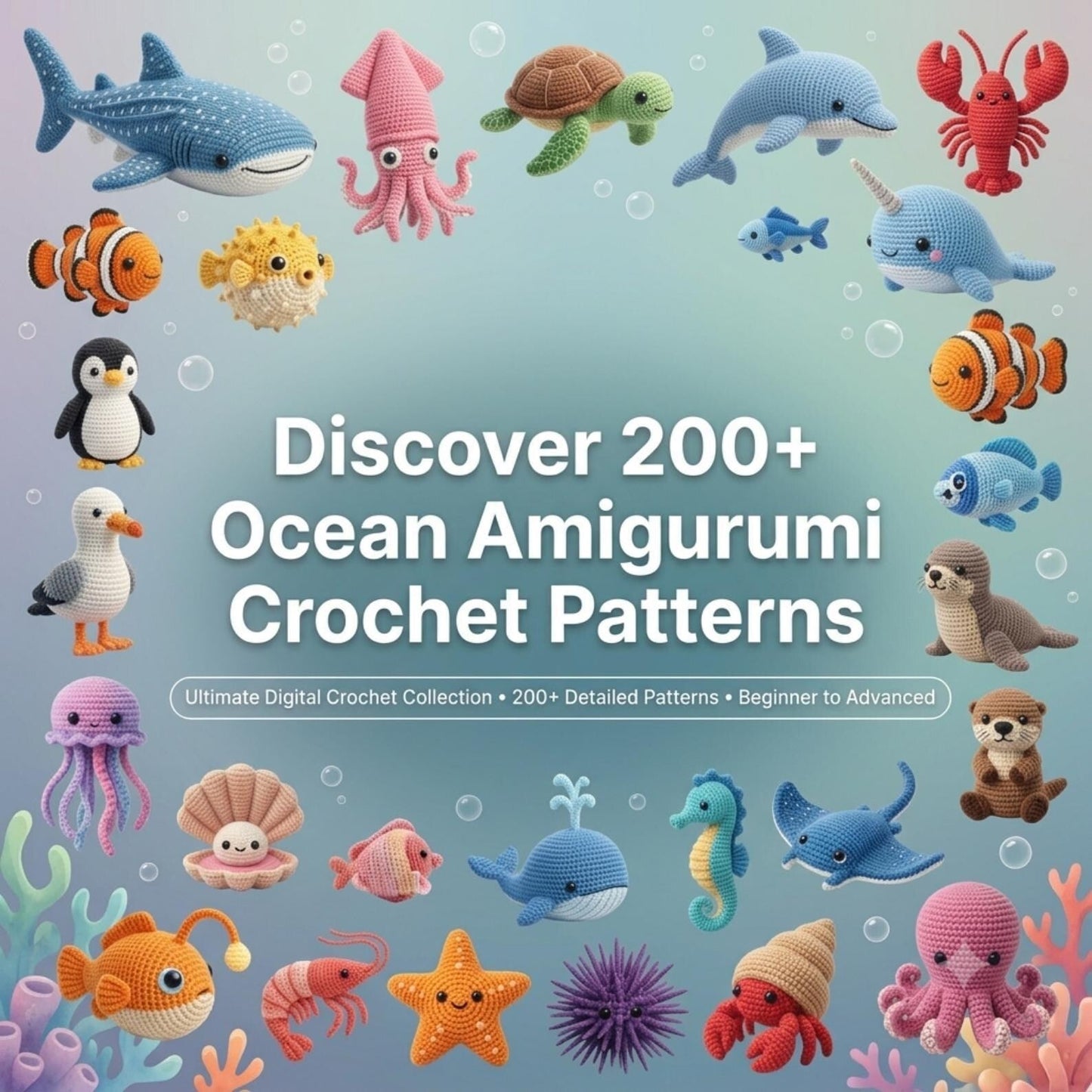 200+ Ocean Animals Amigurumi Crochet Pattern Bundle
