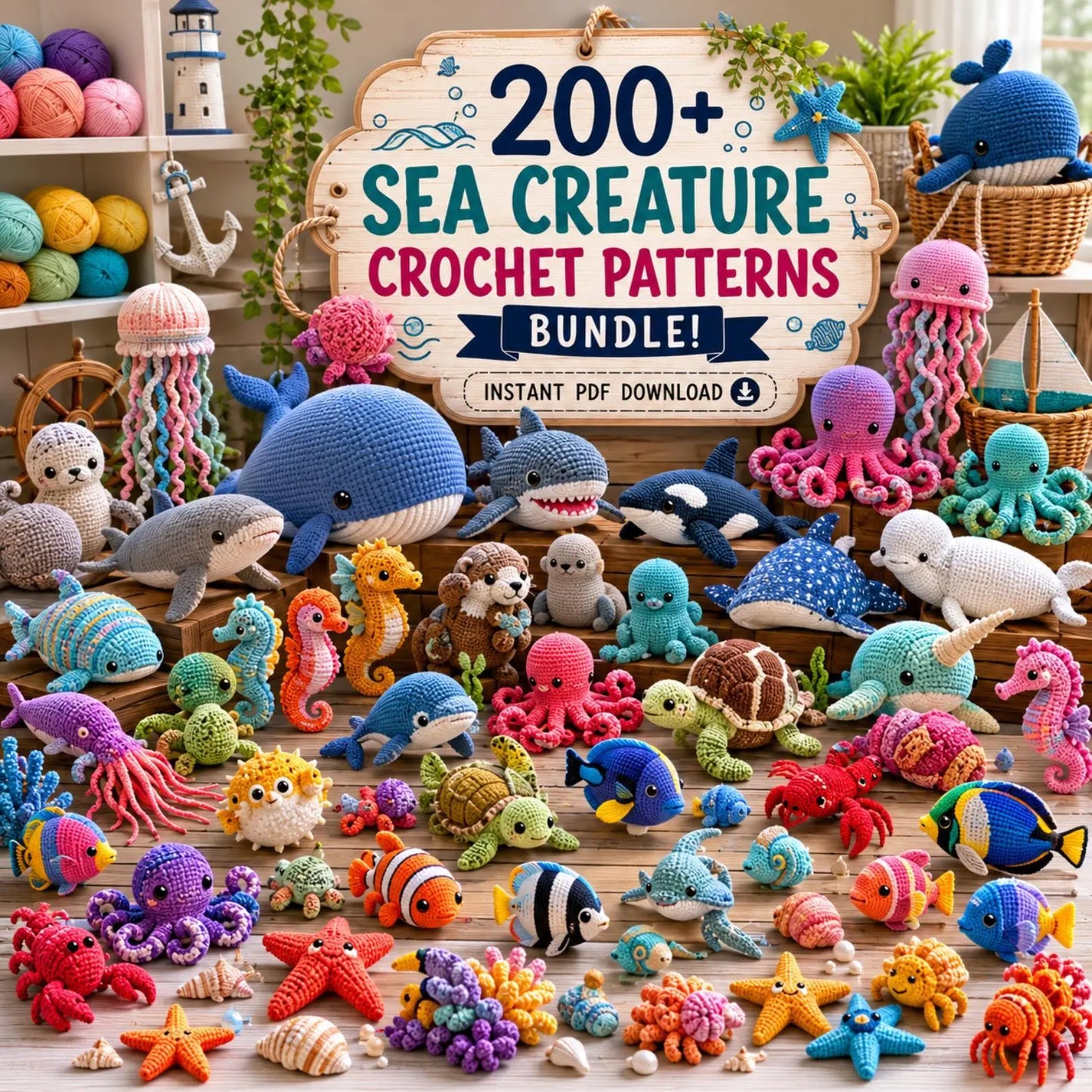 200+ Ocean Animals Amigurumi Crochet Pattern Bundle